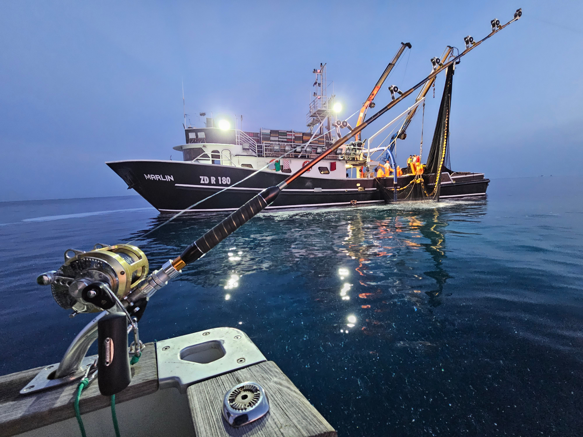 Big game trolling rods on the Tuna Pro boat